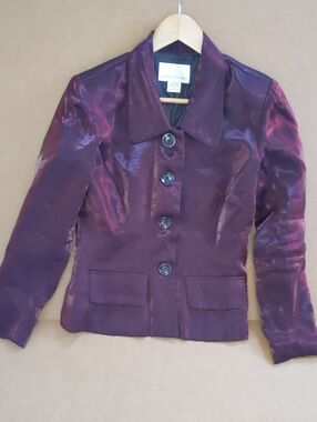 Casual Corner Women's Shiny Plum Button Jacket